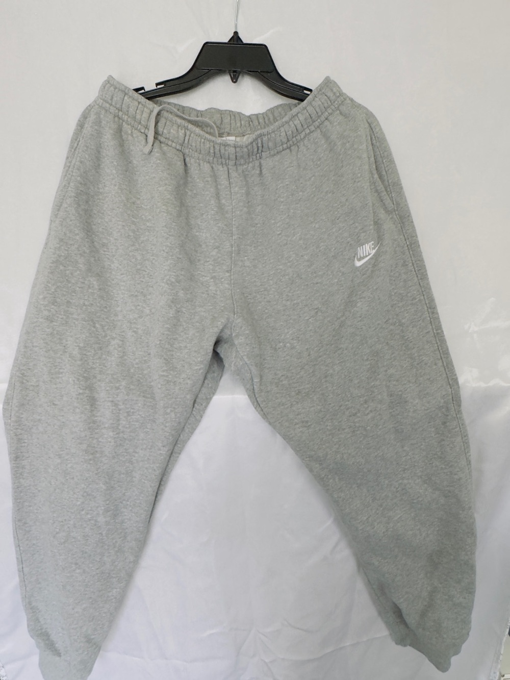 Nike Mens Gray Fleece Joggers with White Logo
